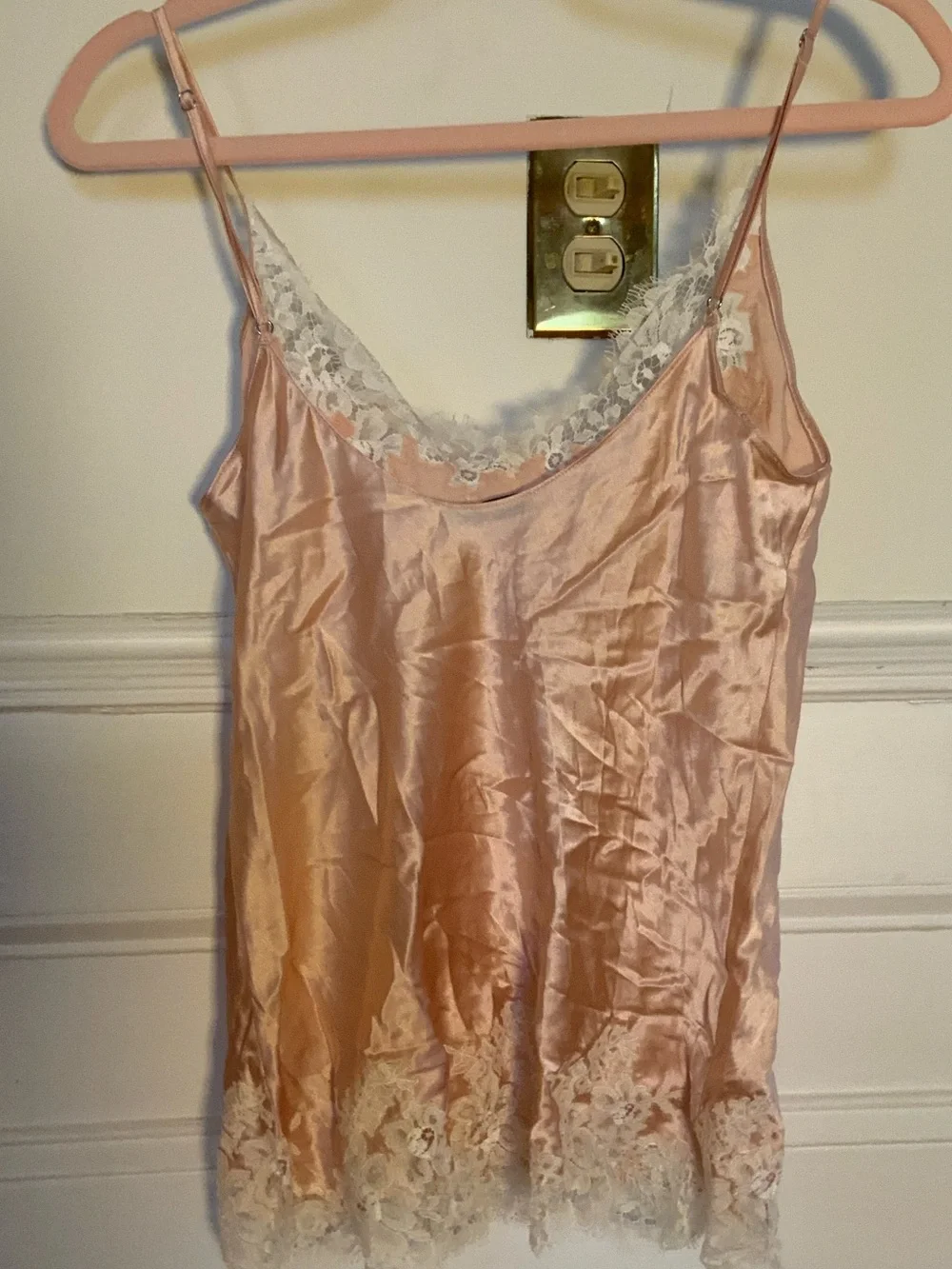 I.D. Sarrieri Blush Pink Silk Satin Lace Camisole Lingerie